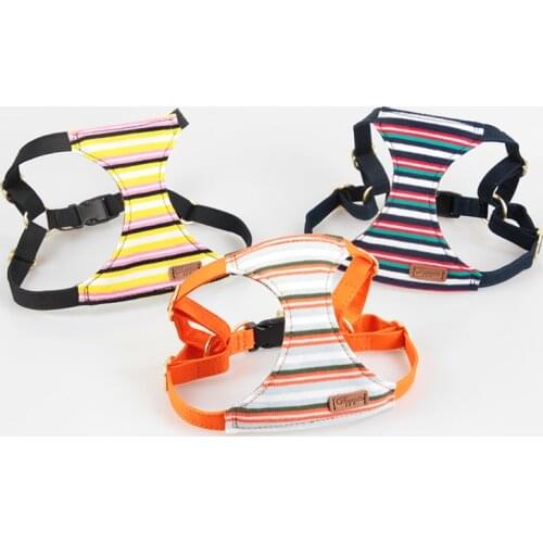 Cute Striped Dog Harness Vest for Small Medium Dogs Cat Harness Knitted Soft Padded Pet Puppy Dog Leash Walking Chihuahua Corgi