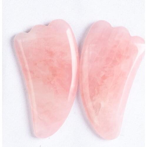 Mini-Size Guasha Plate Scraper Natural Rose Quartz Crystal Stone Massage Face Body Pressure Therapy Relax Skin Muscle Healthcare