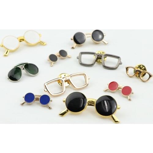 Fashion New Men Retro Golden Glasses Moustache Beard Brooch Pins Collar Suit Stick Breastpin Pin Mens Suit Dressup No.21-40