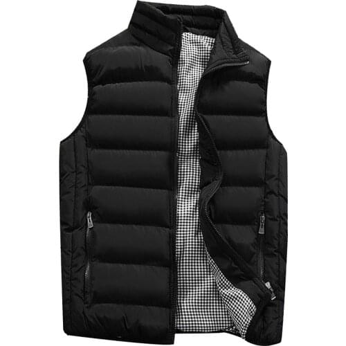 Men Vests Jacket Sleeveless Vest Bodywarmer Black 2019 New Winter Autumn Warm Cotton Thermal Shoulder Version Thicker Waistcoat