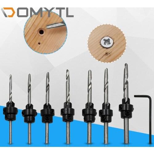 7 pcs Drill Bit Set Tampered Drill Wood Screw Drills Stop Collar Woodworking Countersinks Drills Bits 5/6/7/8/9/10/12mm