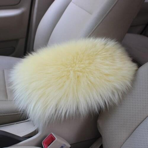 Genuine Leather Thick Wool Automotive Armrests Pads Cover Center Console Arm Rest Seat Box Pad - Car Styling