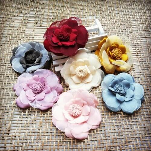 New DIY Handmade Headdress Artificial Flower Cherry Blossoms Wedding Flower Fairy Skirt Chiffon 8cm Burned Side Roses