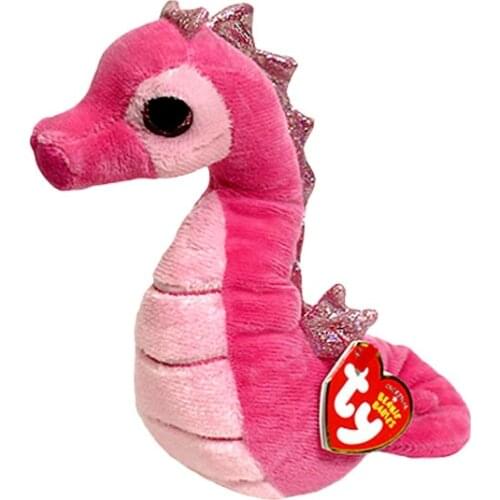 New Ty Beanie Big Eyes 6" 15 cm Pink Seahorse Soft Plush Toys Kids Stuffed Animal Doll Accompany Sleeping Birthday Boy Girl Gift