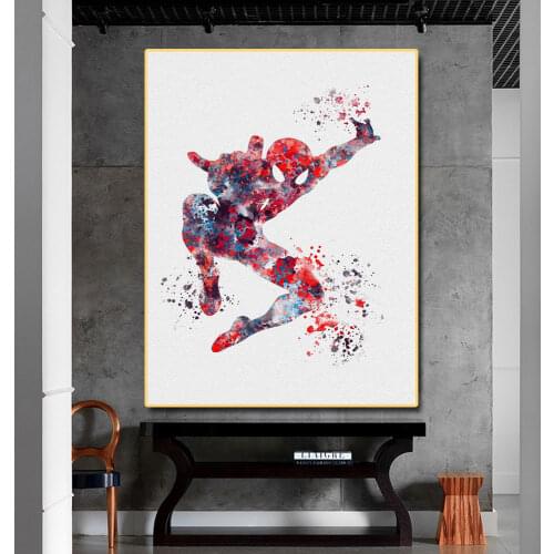 Marvel Superhero Spider Man Poster Art Printing Canvas Watercolor Iron Man Picture For Living Room Decoration Frameless Gifts