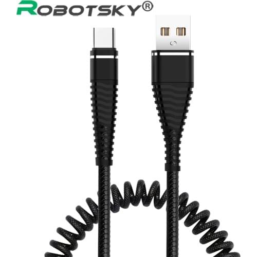 Robotsky Spring USB Cable Type C Fast Charging Data Line Spring Sync USB Charger Cable For XiaoMi Huawei Letv Samsung Micro USB