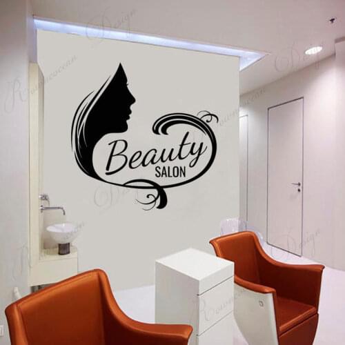 Beauty Salon Girls Hair Salon Brand Wall Sticker Vinyl Interior Window Decor Decals Removable Self Adhesive Mural Wallpaper 4200