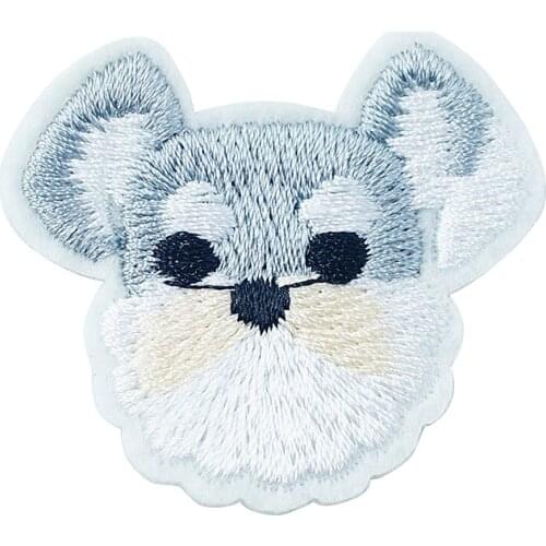 Schnauzer (Size:3.4x3.8cm) DIY Iron On Patch Sewing On Embroidered Applique Sewing Clothes Cartoon Garment Apparel Accessories
