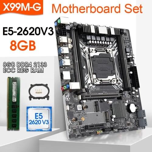 JINGSHA X99M-G motherboard set with Xeon E5 2620 V3 LGA2011-3 CPU 1pcs X 8GB =8GB 2133MHz DDR4 memory M-ATX NVME M.2 wifi