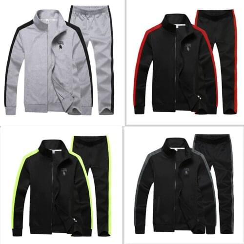 9XL Autumn Men Casual Sport Suit Outfit Tracksuit Patchwork Zip Up Jacket Sweatshirt+pant Jogging Running Workout Set Sportswear