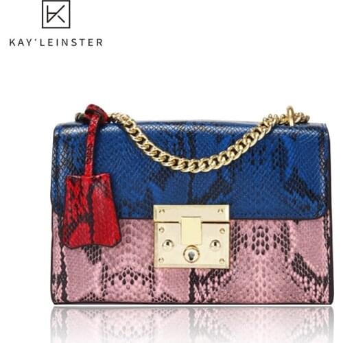 Shoulder Snake Grain Bag 100% Genuine Leather WomenS Bags Luxury Chain Fashion Student Messenger Bag Sac Bandouliere Femme