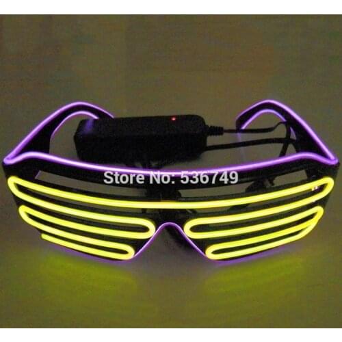 LED flashing neon glasses blinking glasses Fashion Flashing el wire shutter Sun glasses with Sound inverter-Green For Parties