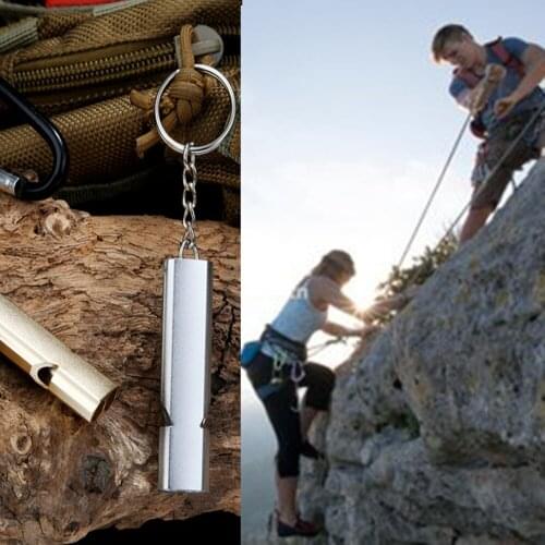 Double Pipe High Decibel Aluminum Alloy Outdoor 5pcs Emergency Survival Whistle Keychain Cheerleading Whistle Multifunction Tool