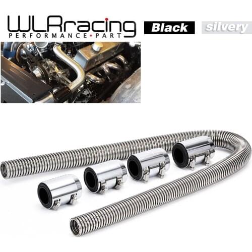 Universal 48" Stainless Steel Radiator Flexible Coolant Water Hose Kit With Cap Clamp 1.25" 1.5" 1.75" WLR-SXG01