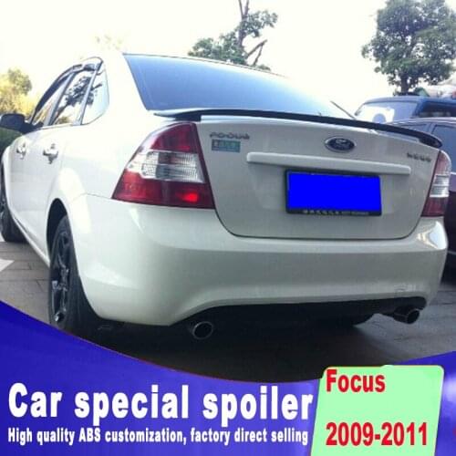 High quality ABS material for ford focus 2009 2010 2011 wing spoiler by primer or black white paint color rear trunk spoiler