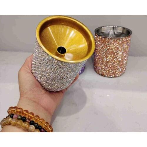 Bling cute ashtray household portable ashtray smoking accessories weed cute girl creative desk coffee table rhinestone ash tray