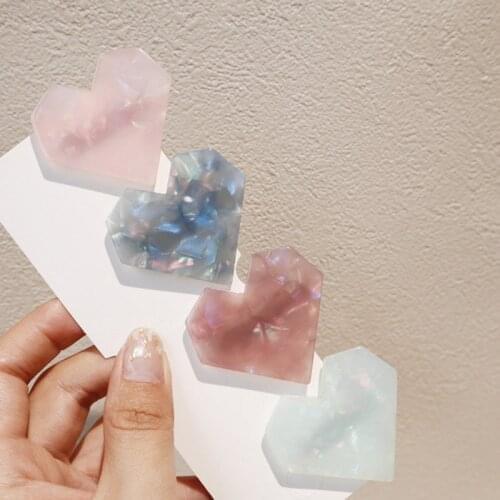 New Heart Shape Resin Hair Clips for Women Hairpins Shiny Heart Shell Acetic Acid Hairgrip Fashion Hair Accessories Gift