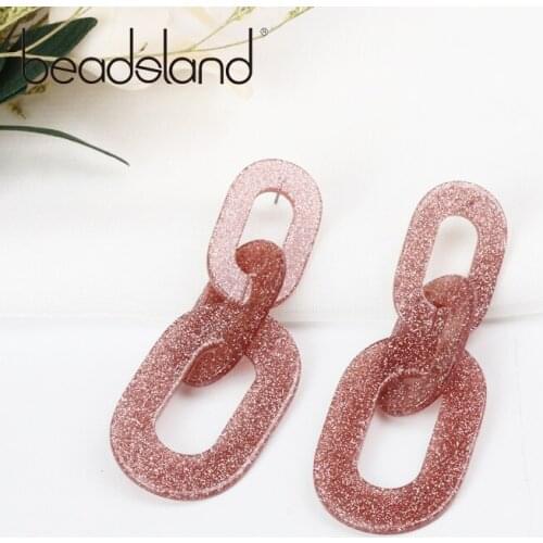 Beadsland Acetic Acrylic Drop Earrings Fashion Casual Elliptic Flash Chain Women Girls Dancing Party Christmas Gift 39056