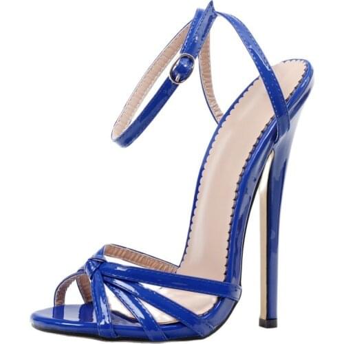 Women Sandals 18CM Super High Heels Ankle Buckle Straps Ladies Party Crossdresser Shoes Plus Size 36-46