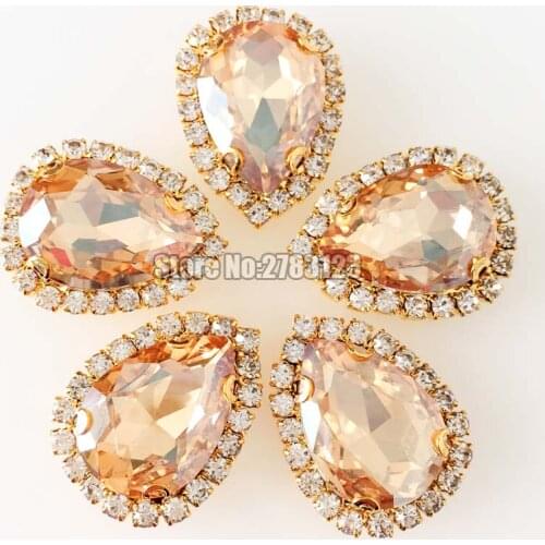 Gold bottom faltback sew on stones,golden champion high quality Glass Crystal rhinestones with claw diy/Clothing accessories