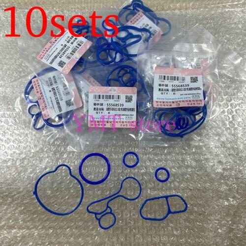 10sets Engine Oil Cooler Repair Kits Gaskets Seals For Chevrolet Aveo Cruze Sonic Trax Encore Astra 55568539 55565385, 55568536