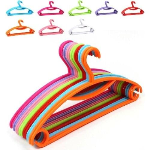 10pcs/lot Stainless Steel Plastic Hangers For Clothes Peg Wire Antiskid Drying Clothes Rack Adult And Children Hanger