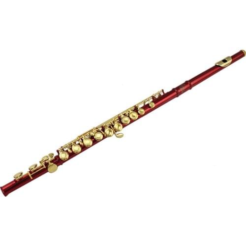 Intermediate grade 16 closed hole red color body gold plated key flute