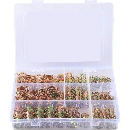 GTBL Spring Band Type Vacuum Hose Water Pipe Clamp Low Pressure Air Tube Clamps Fastener Assortment Kit 8 Sizes 160PCS