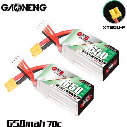 2PCS Gaoneng GNB 3S 650mAh 11.1V 70C/140C Lipo Battery with XT30 Plug for FPV Racing Drone 4 axis UAV RC Quadcopter RC Drone