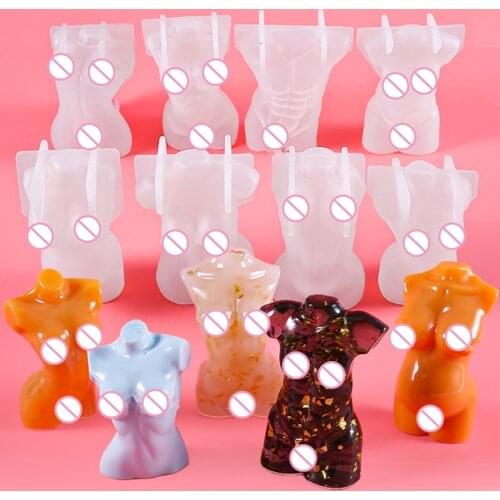 3D Art Body Candle Crystal Epoxy Resin Mold Human Aromatherapy Plaster Wax Silicone Mould DIY Crafts Decorations Making Tool