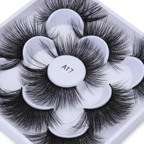 5Pairs 100% Mink Hair Lashes Wholesale Makeup Eyelashes Wispy Dramatic Fluffy Eyelash 25MM Natural Volume Beauty Fake Lashes