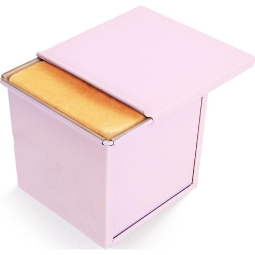 CHEFMADE Pink non-stick bread toast box cube 250g household cake bread toast baking mold tool with lid kitchen baking