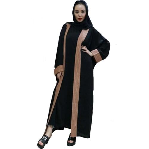 Elegant Muslimah hit color abaya Turkish full length Jilbab Dubai female kimono cardigan cotton Islamic dress wq1338 dropship