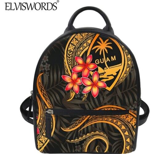 ELVISWORDS Fashion PU Backpack for Women 2021 New Polynesian Guam Tribal Print Mini Travel Pack Outdoor Casual Shoulder Bag