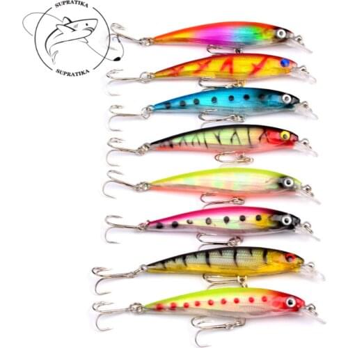 8Pcs/Lot 8cm/7.3g Artificial Trolling Minnow Lures Crankbait Wobbler Dive 2.1m ABS Plastic Fishing Hard Bait Decoy Tackle