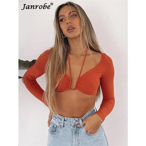 Женские укороченные футболки Janrobe China At AliExpress