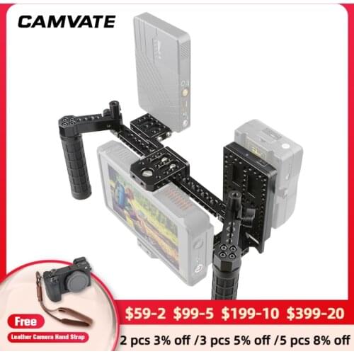 CAMVATE Directors Monitor Cage Rig With V Lock QR Mounting plate & Dual Handgrips For 5" & 7" LCD monitor(ATOMOS NINJA INFERNO)