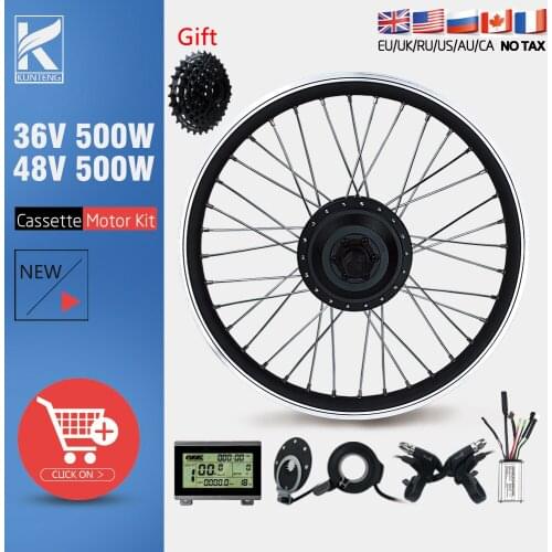 Electric Bike Conversion Kit 500W Rear Cassette Electric Bicycle hub motor 16 -29"700C With KT LCD display eBIKE Conversion Kit