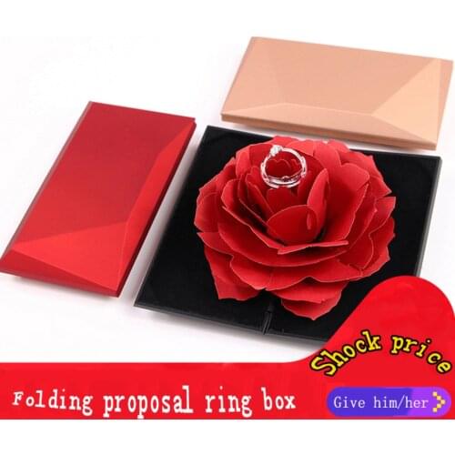 Creative Spin Rose Engagement Ring Box Coin Jewelry Gift Box Matte Velvet Ring Box For Proposal Wedding Ring Jewelry Gift Case