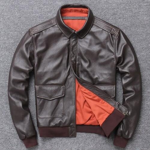 Free shipping,casual men genuine Leather jacket,A2 style Bomber pilot jacket.mens cowhide coat.plus size.wholesales.quality