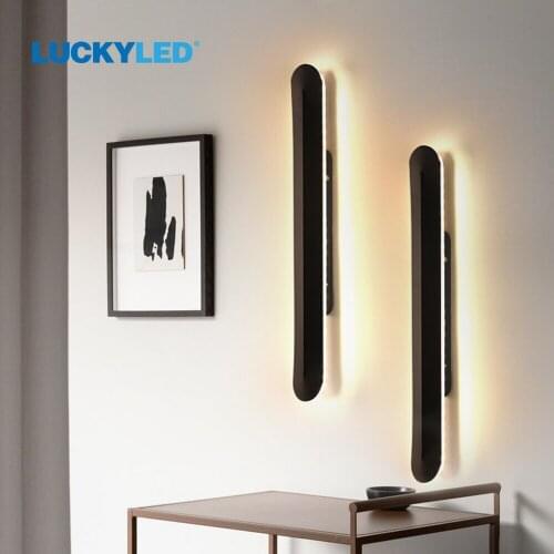 LUCKYLED Nordic Led Wall Light AC85-265V Black White Blue Modern Iron Wall Lamp Wall Sconce For Bedroom Living Room Dinning Room