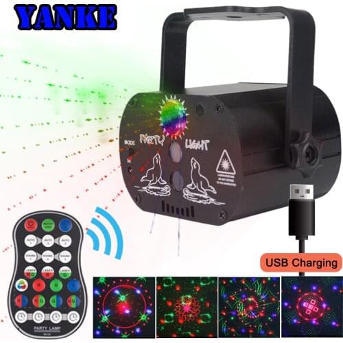 YANKE Mini RGB Disco Light LED Laser Stage Projector USB Rechargeable Red Blue Green Lamp DJ Wedding Birthday Party Lamp Lights