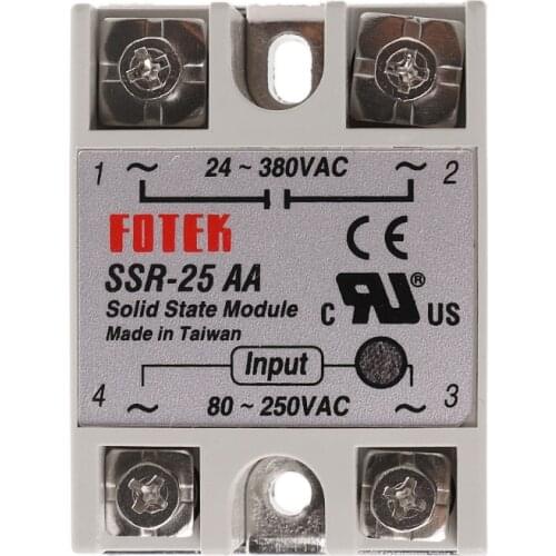 Solid State Relay Module SSR-25 AA 25A 250V 80-250V AC Input 24-380V AC Output Reliable SMT technology 100% brand new