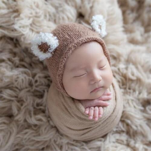 Vintage Faux Fur Baby Posing Blankets Newborn Beanbag Covering Layer Chunky Newborn Blanket Baby Photography Props