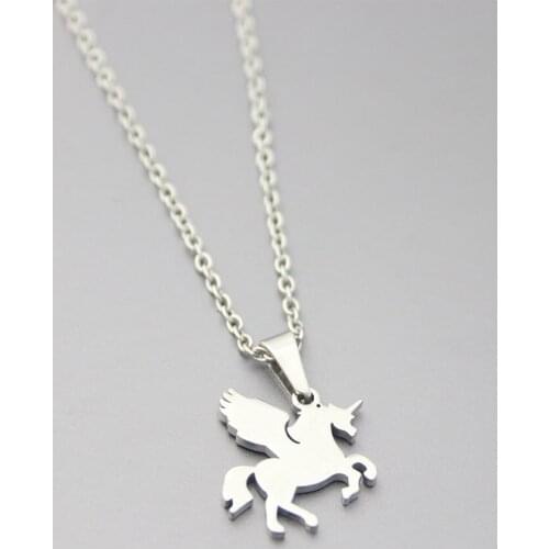 1pc Cute Angel Horse Stainless Steel Custom Necklace Animal Pendants Necklaces Women Kids Fashion Minimalist Jewelry