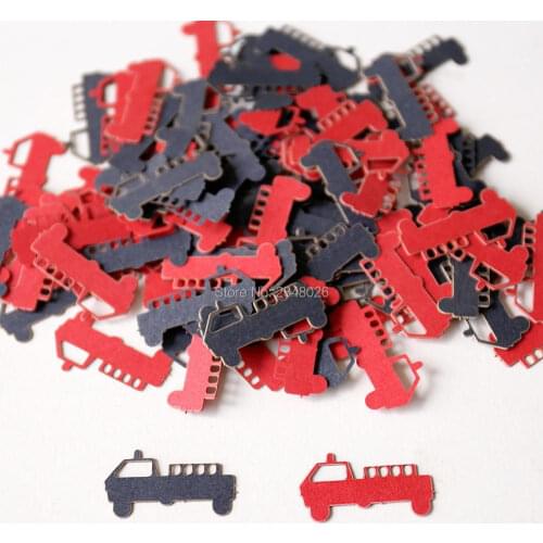 Firetruck Confetti. Die Cut Fire truck,Bridal Shower Decor, Firetruck Theme table decor, baby shower confetti, scrapbooking