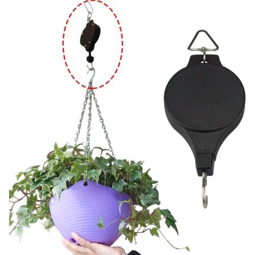 Retro Plant Hanger Garden Basket Pull Down Retractable Pulley Baskets Plant Pots Hanging Basin Retractable Hook