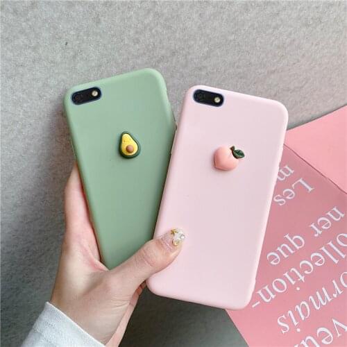 3D Fruit Peach Grape Silicone Case For Huawei Y7 Y6 Y5 Y9 Prime Pro 2017 2018 2019 Y6 II Soft Cover Matte Cute