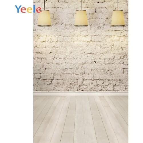 Wooden Floor White Brick Wall Lamp Portrait Photography Backgrounds Personalized Light Photographic Backdrops For Photo Studio
