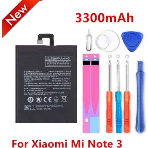 For Xiao Mi Replacement Battery BM3A Xiaomi Note 3Battery 3300mAh High Capacity Phone Batteries BM3A Xiaomi Note 3 +Tools